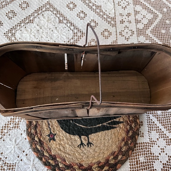 Vintage wooden Basket Gathering basket Primitive Farmhouse Home Decor fruit - Picture 2 of 6